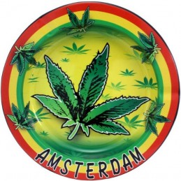 2x Metall Aschenbecher Cannabis Aufdruck Hanf Weed Ascher Metallaschenbecher NEU 