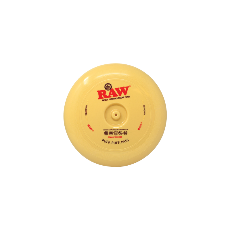 The new RAW Frisbee is the next smoking on the go level. 
It comes with a hole where to put the cone that makes easier to puff